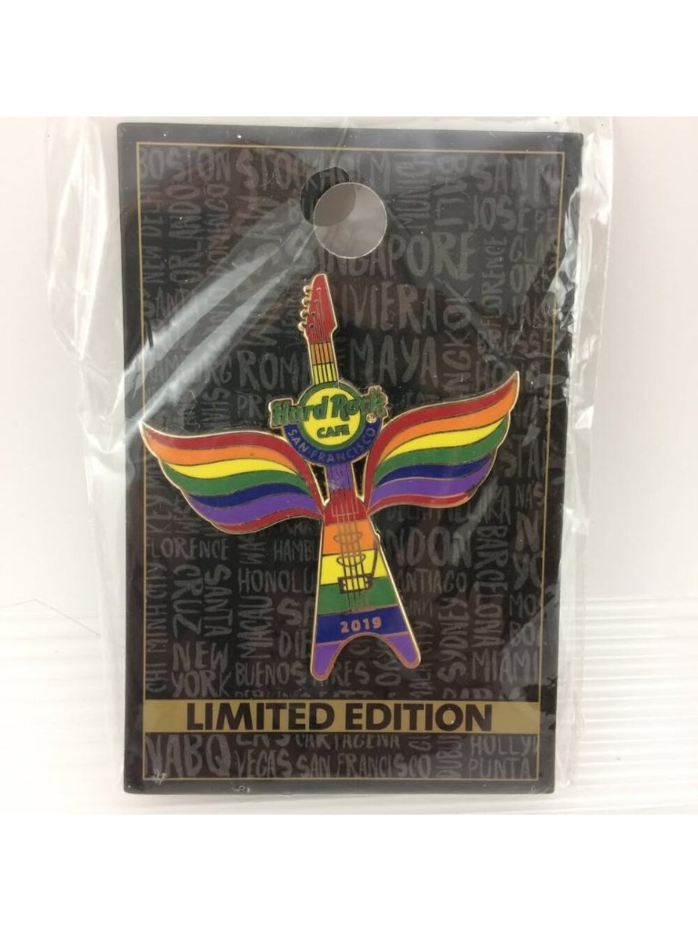 Hard Rock Cafe San Francisco Rainbow Gay Pride Flying Guitar Pin Limited Edition